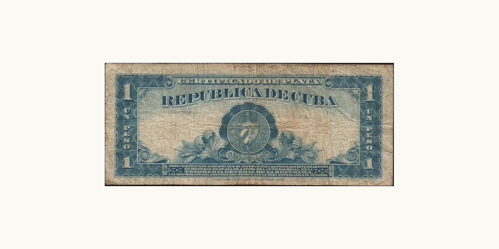 1 pesos Cuba 1948 — Back side