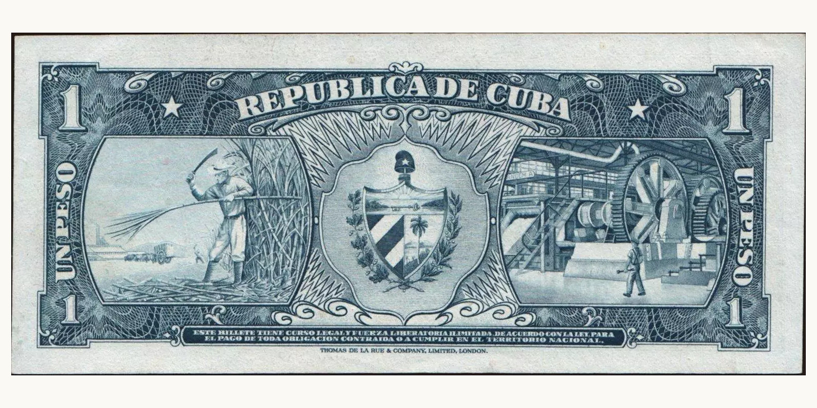 1 pesos Куба 1957 — Оборотная сторона