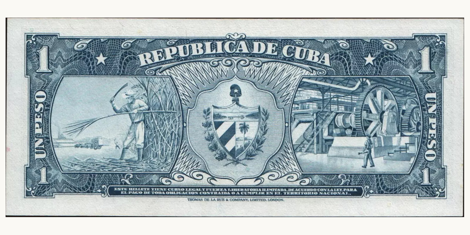 1 pesos Куба 1958 — Оборотная сторона