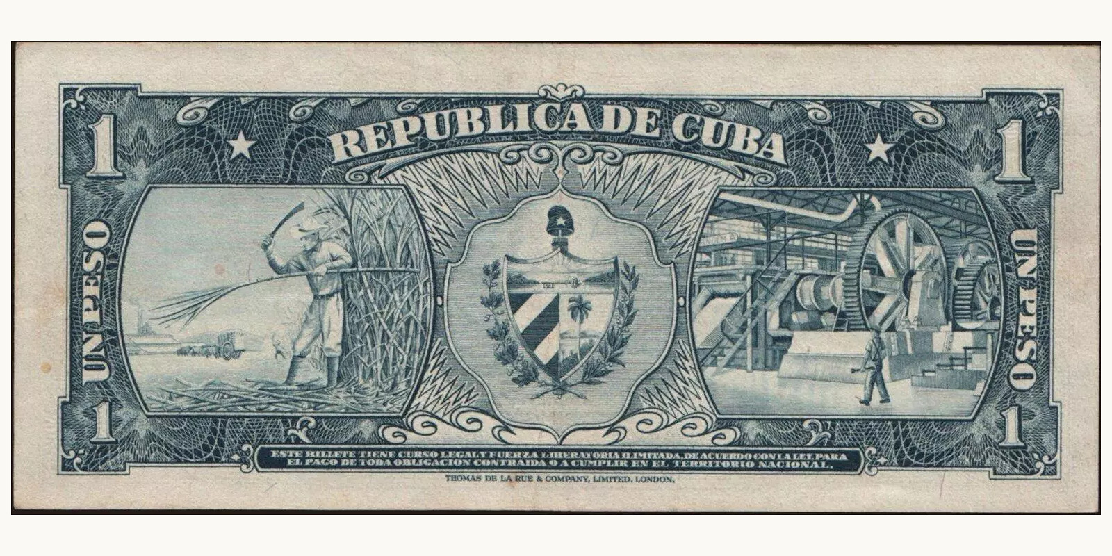 1 pesos Куба 1959 — Оборотная сторона