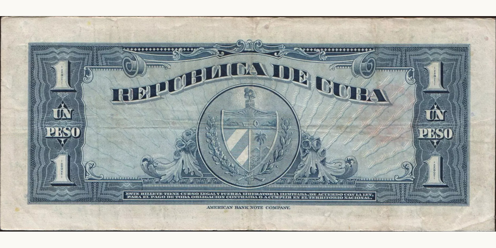1 pesos Куба 1960 — Оборотная сторона