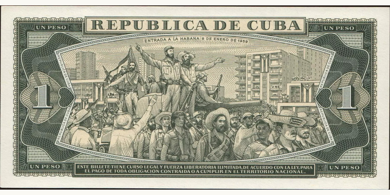 1 pesos Куба 1979 — Оборотная сторона