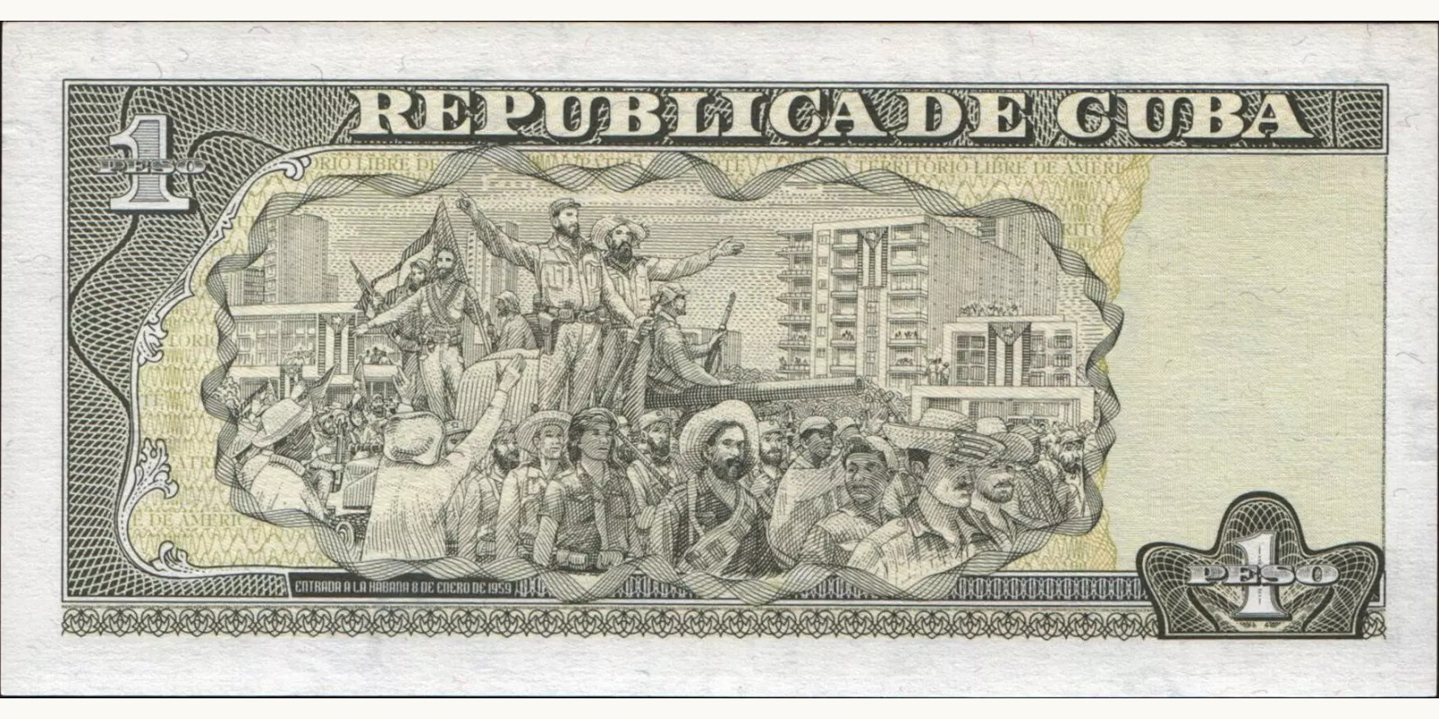 1 pesos Куба 2001 — Оборотная сторона