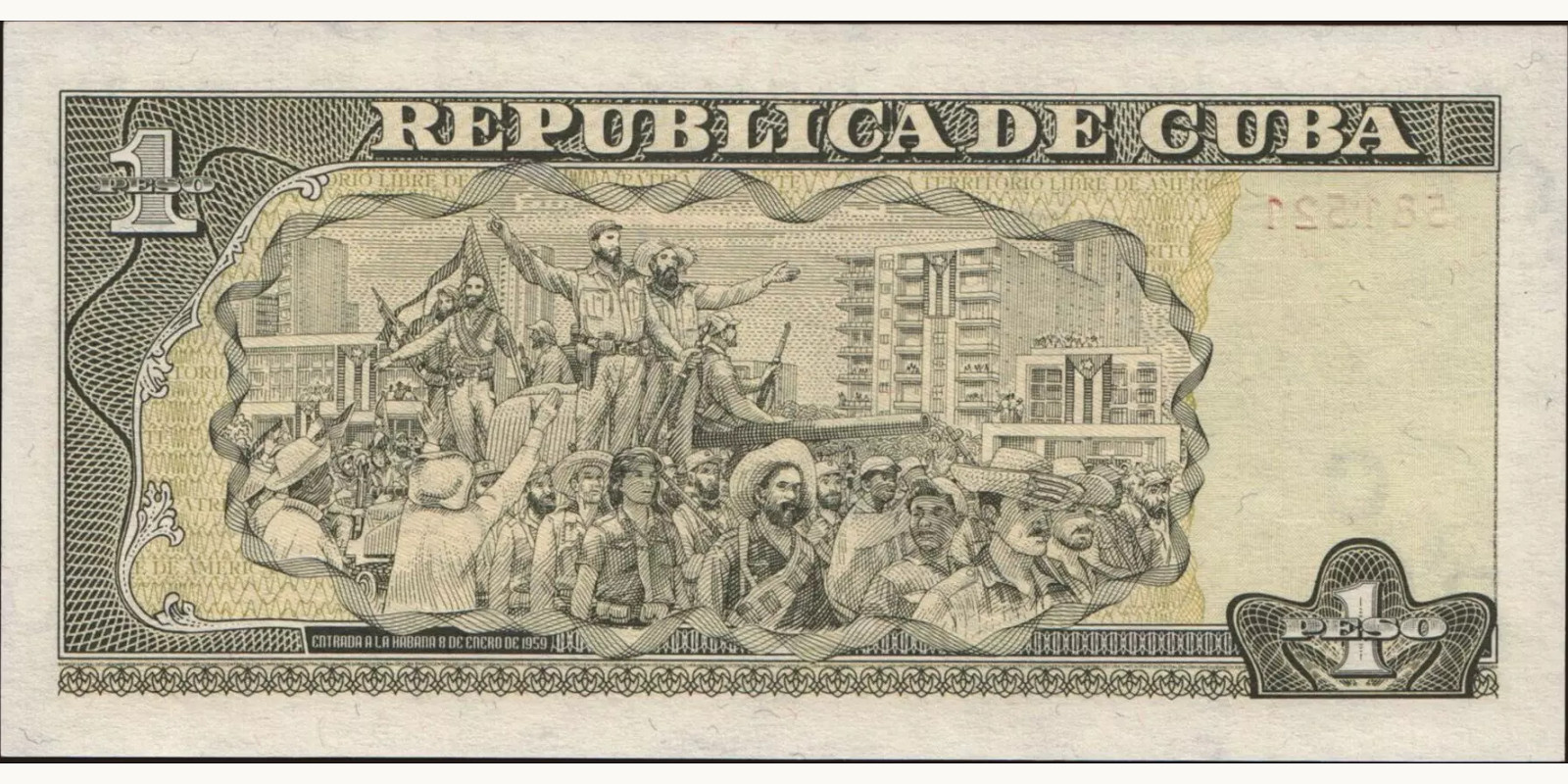1 pesos Куба 2002 — Оборотная сторона