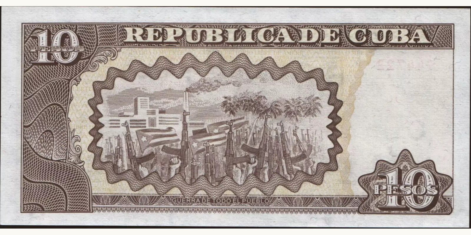 10 pesos Cuba 1997 — Back side