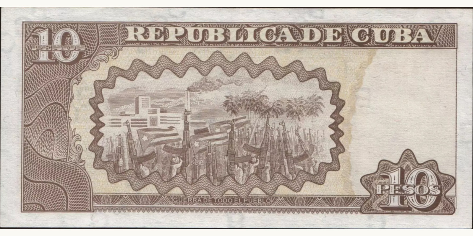 10 pesos Куба 2002 — Оборотная сторона