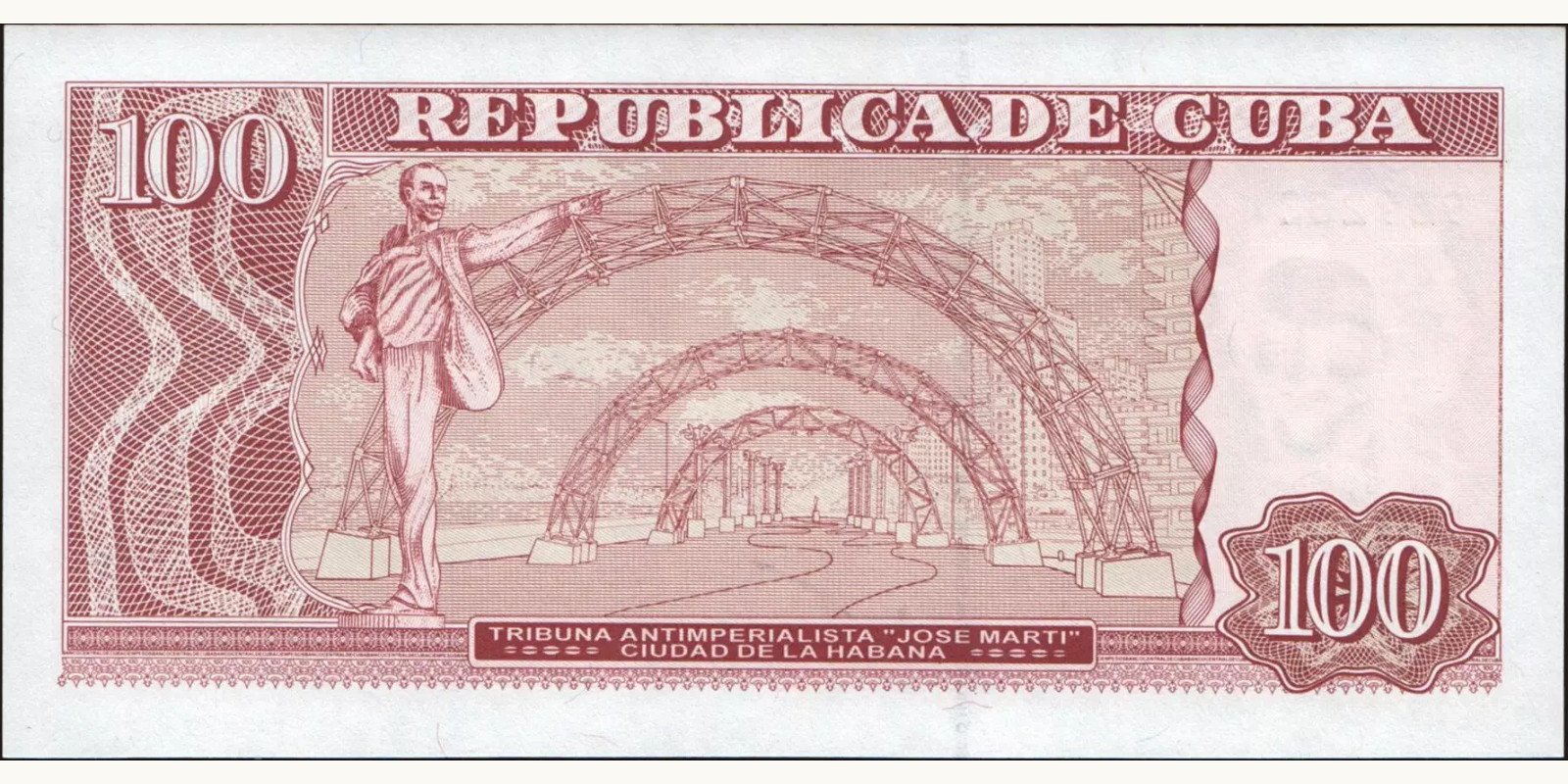 100 pesos Куба 2001 — Оборотная сторона