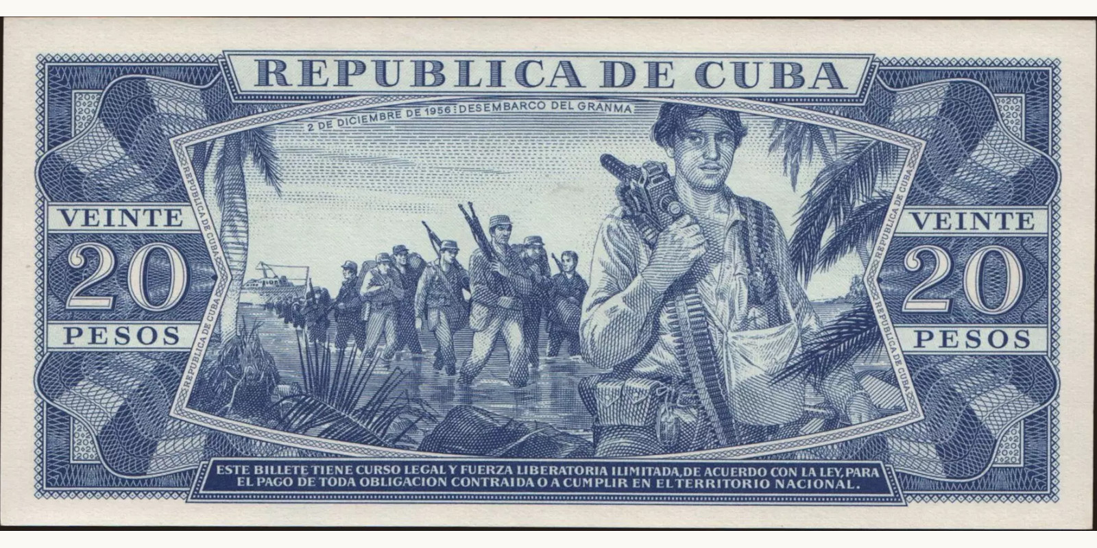 20 pesos Куба 1965 — Оборотная сторона