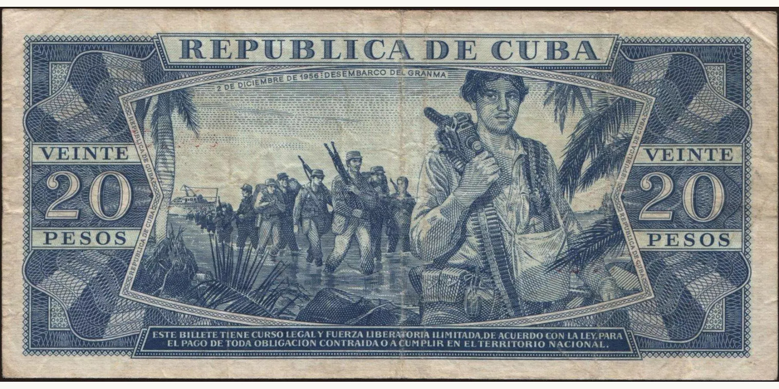 20 pesos Cuba 1978 — Back side