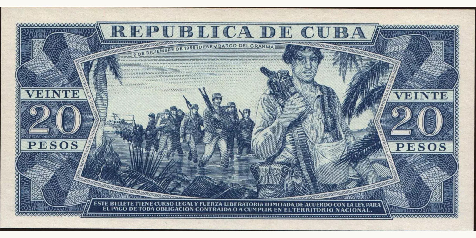 20 pesos Cuba 1987 — Back side