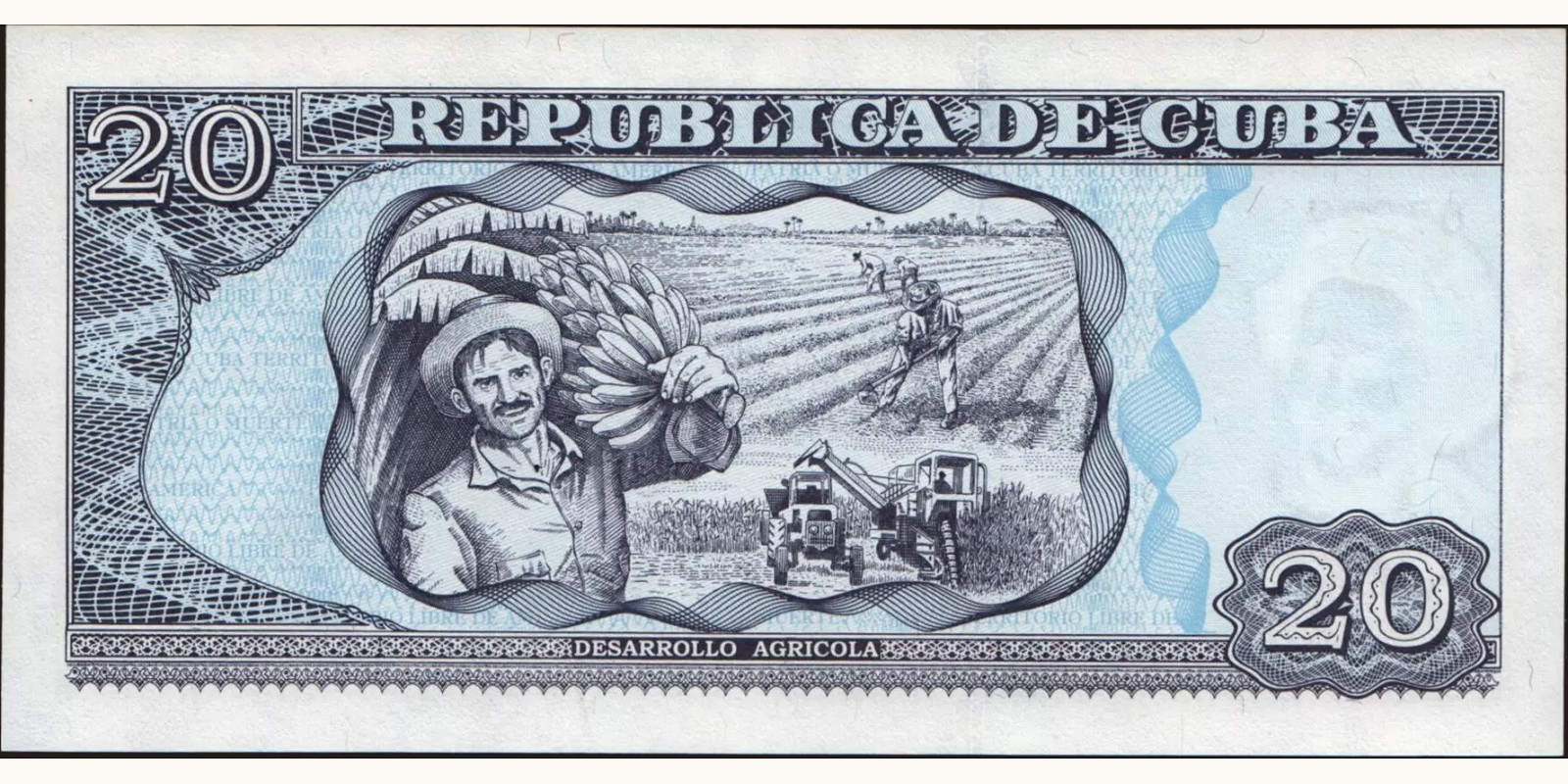 20 pesos Куба 2001 — Оборотная сторона