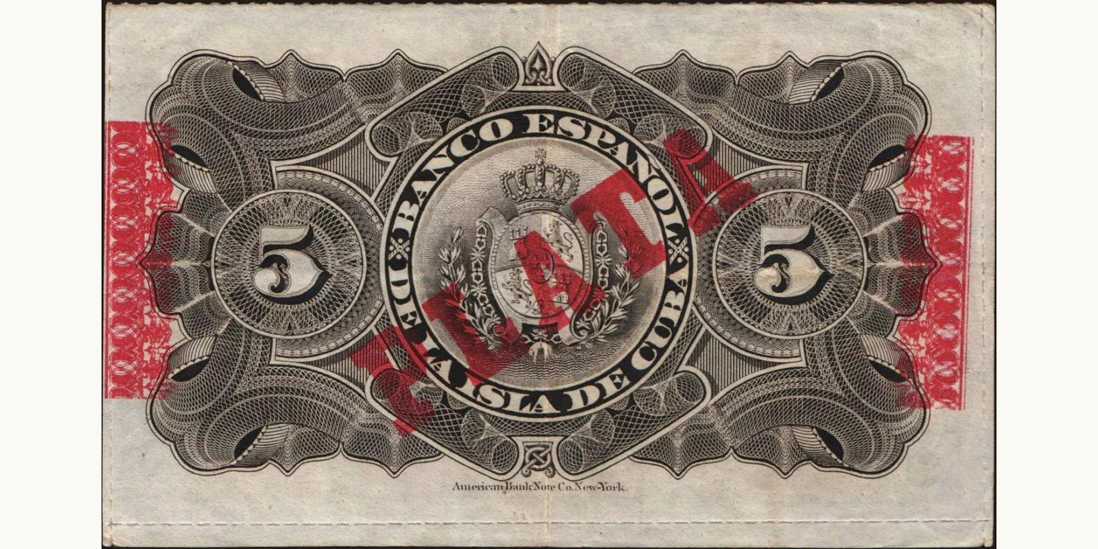 5 pesos Куба 1896 — Оборотная сторона