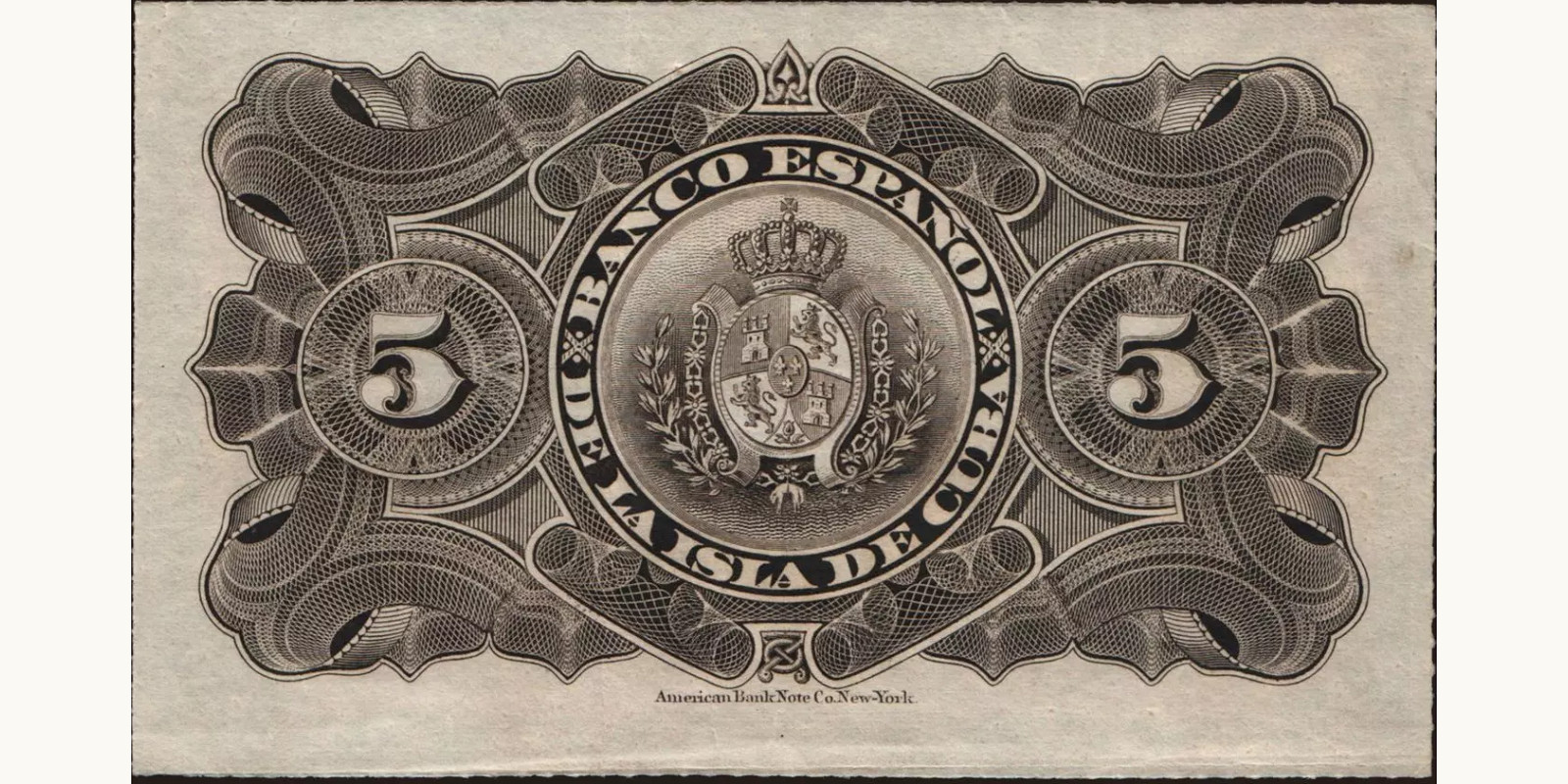 5 pesos Куба 1897 — Оборотная сторона