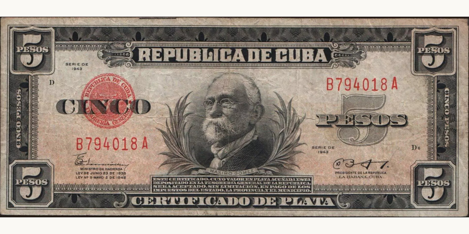 5 pesos 1943