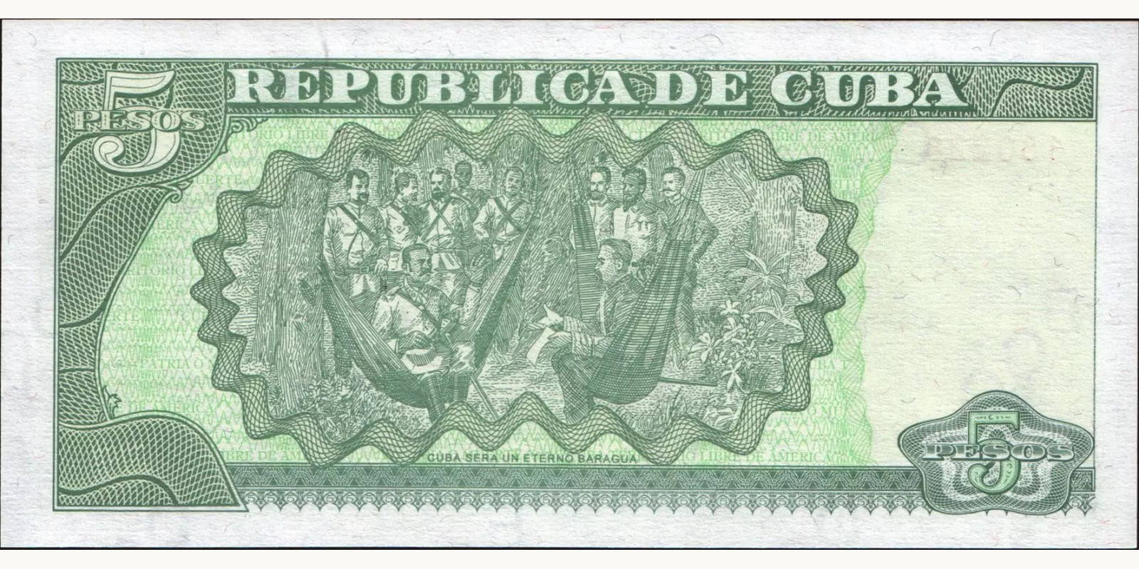 5 pesos Куба 2001 — Оборотная сторона