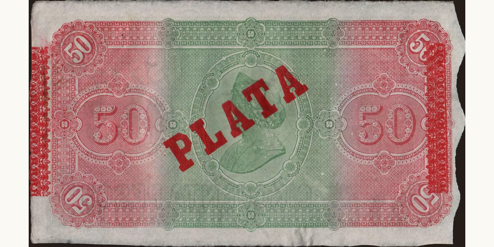 50 pesos Куба 1896 — Оборотная сторона