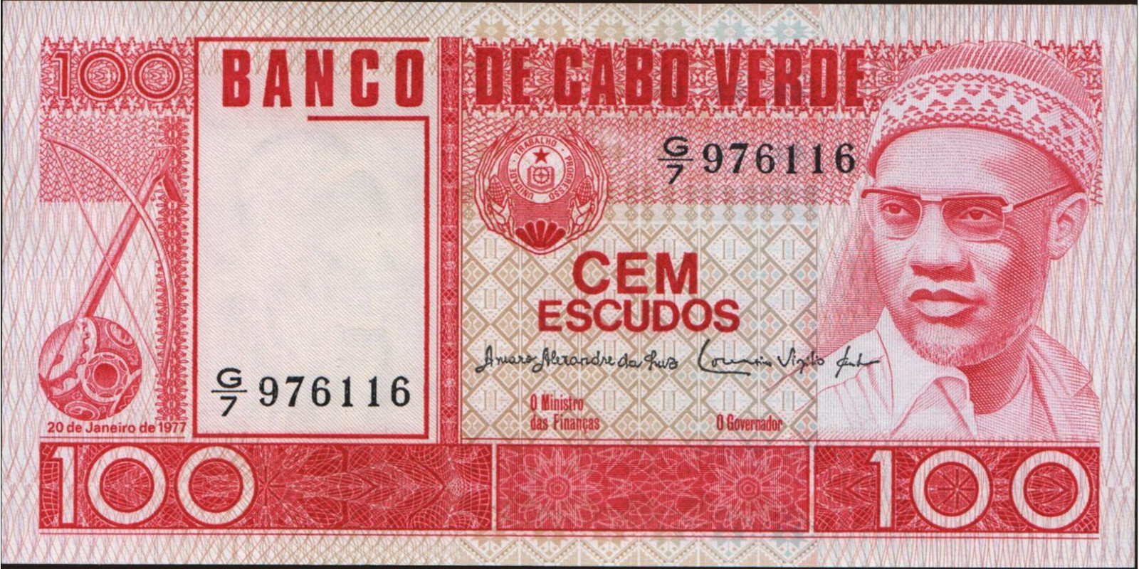 100 escudos Cabo Verde 1977 — Front side