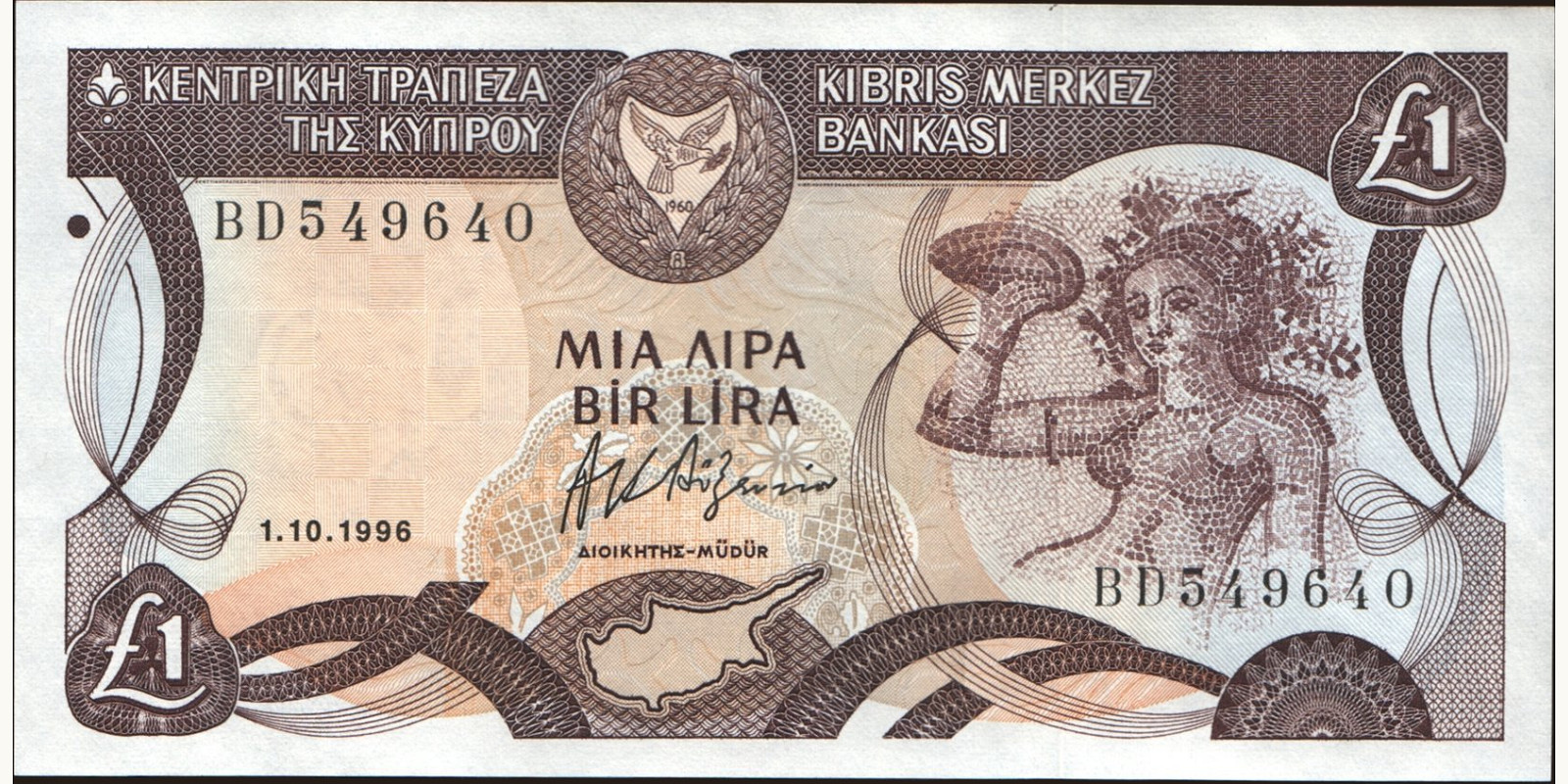 1 pounds Cyprus 1996 — Front side