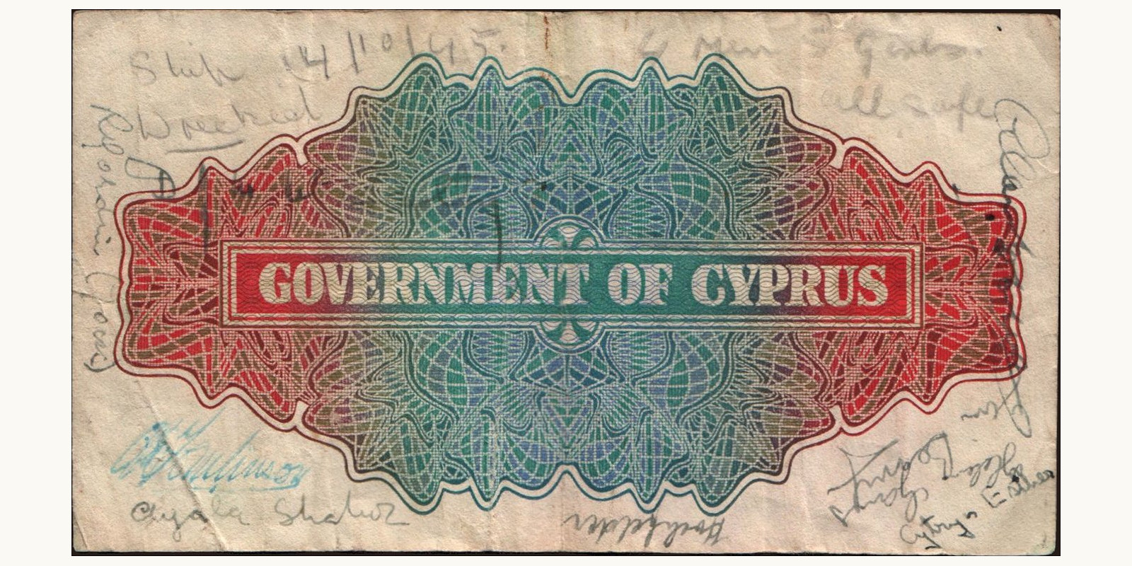 1 shilling Cyprus 1942 — Back side