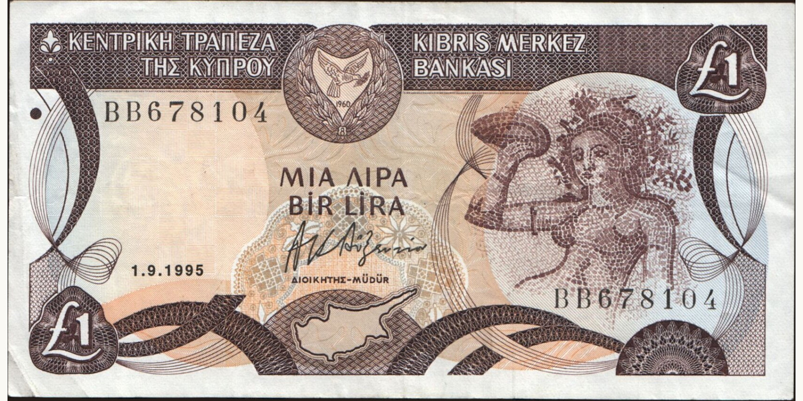 1 pounds Кипр 1995 — Лицевая сторона