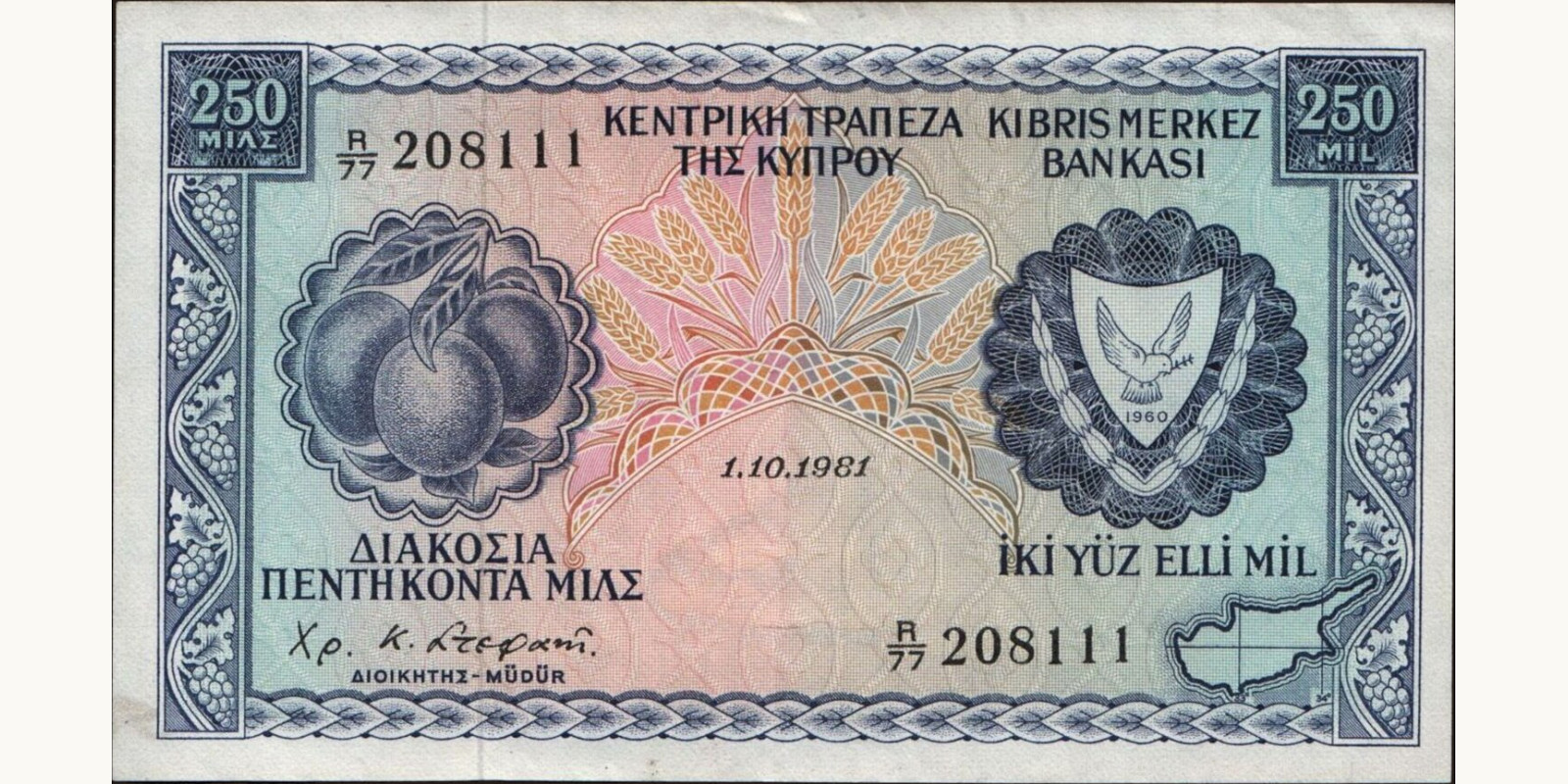 250 mils Cyprus 1981 — Front side
