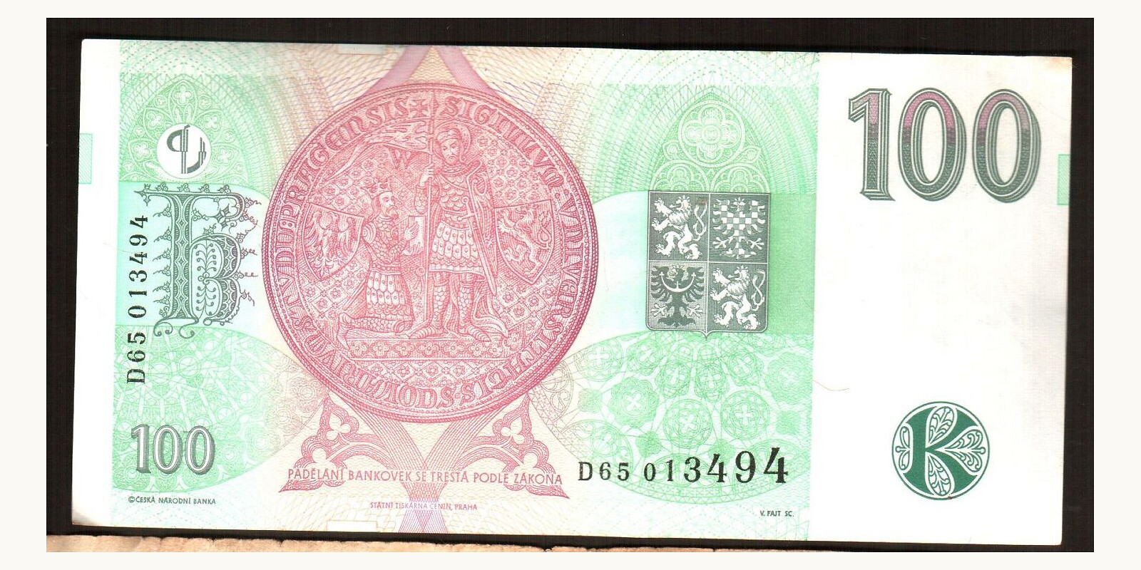 100 krooni Czech Republic 1997 — Back side