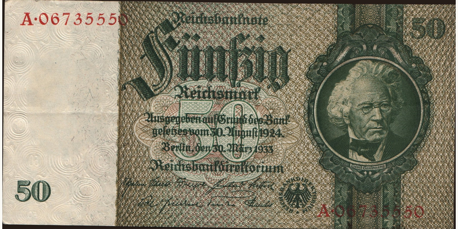 50 mark Germany 1933 — Front side