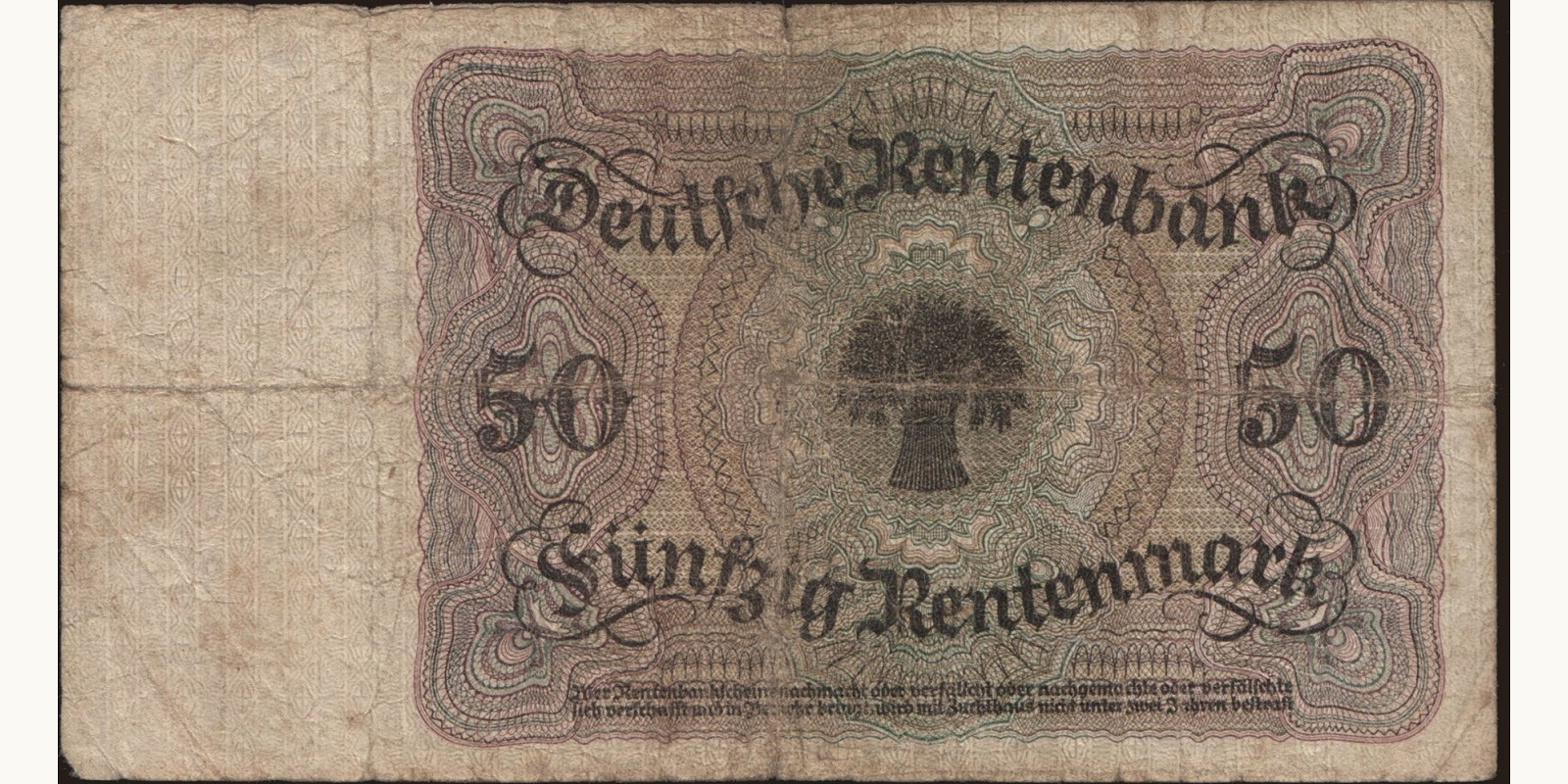 50 mark Germany 1925 — Back side