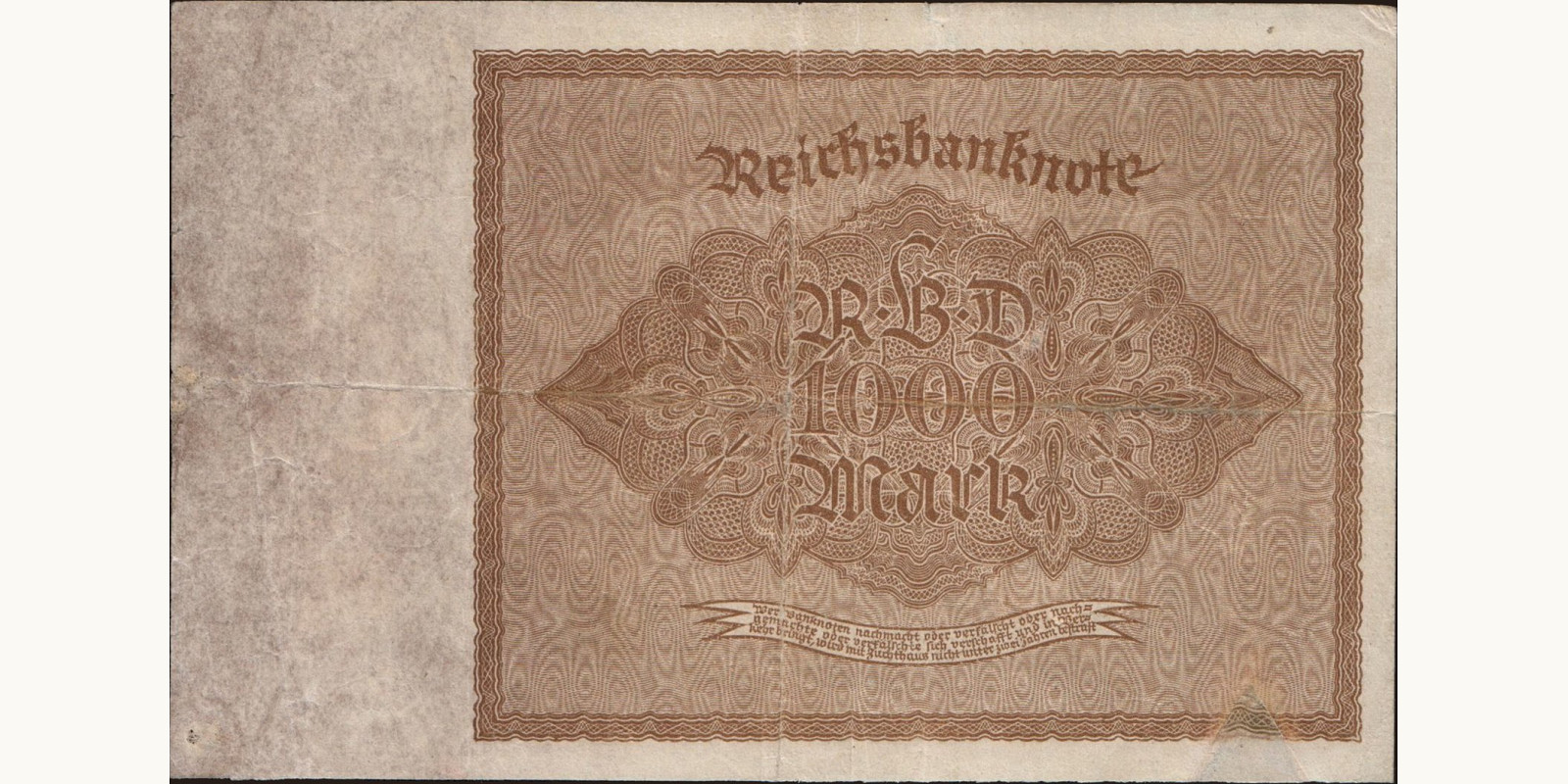 1000 mark Germany 1922 — Back side