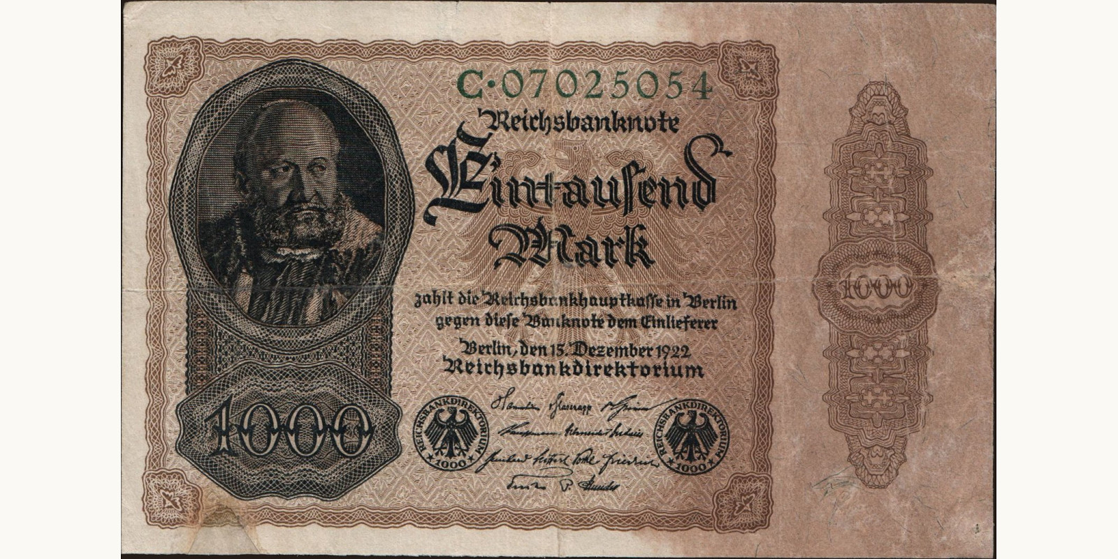 1000 mark Germany 1922 — Front side