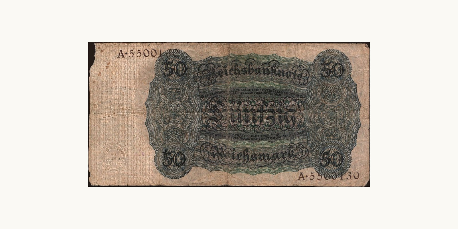50 mark Germany 1924 — Back side