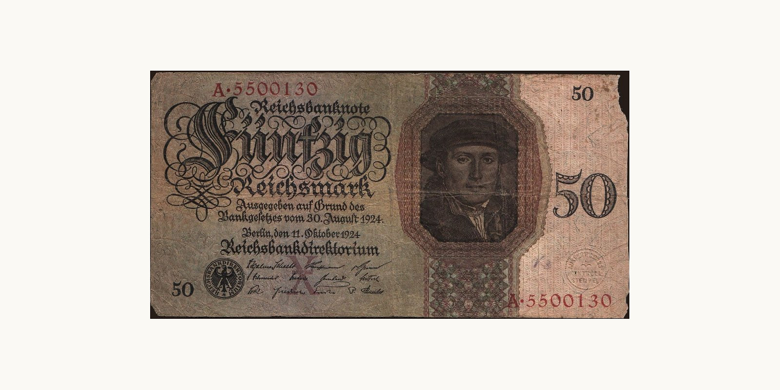50 mark Germany 1924 — Front side