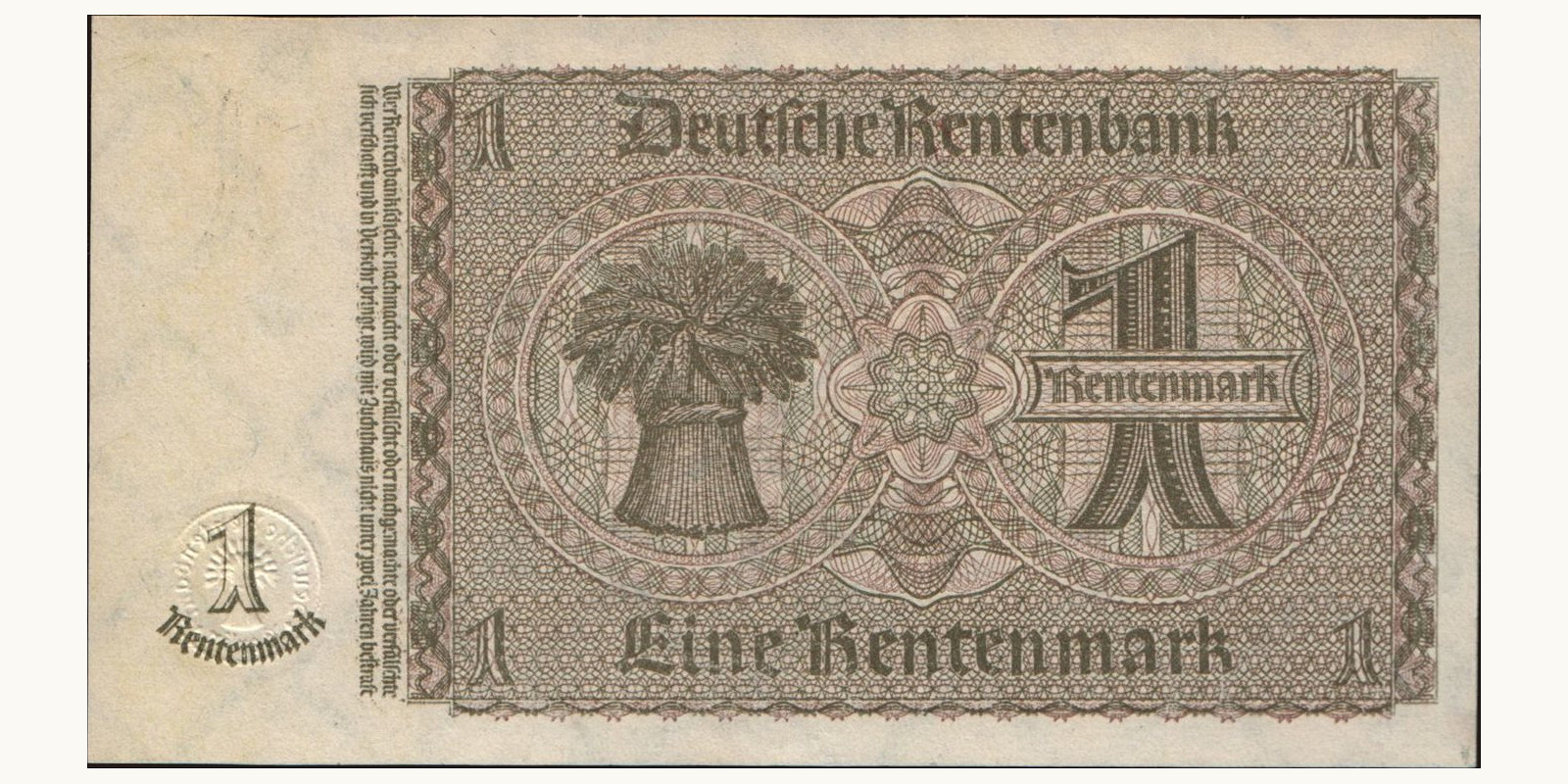 1 mark Germany 1937 — Back side