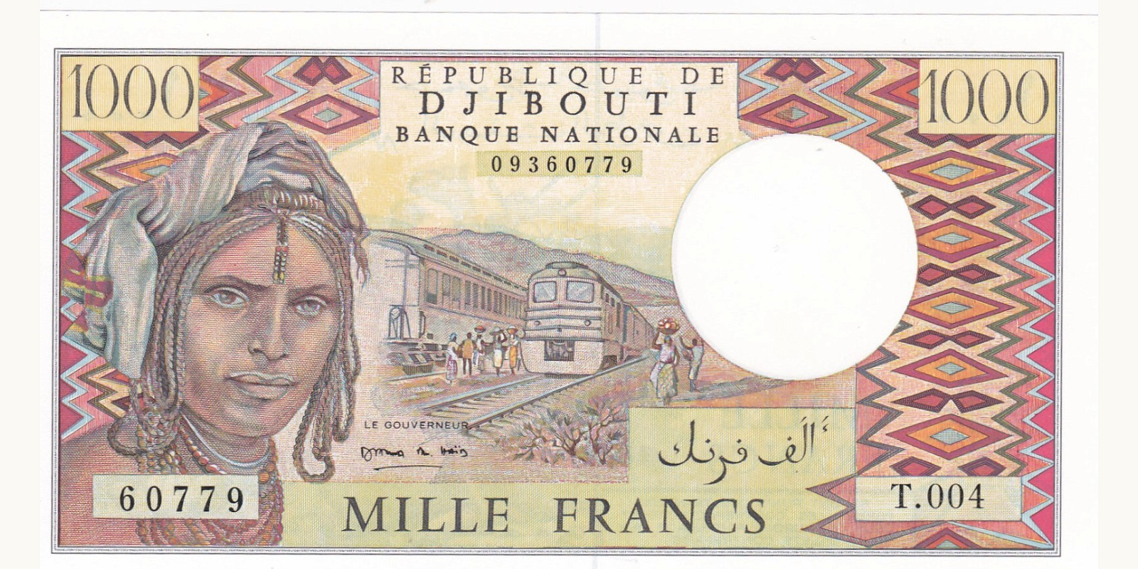 1000 Francs Джибути 1988 — Лицевая сторона