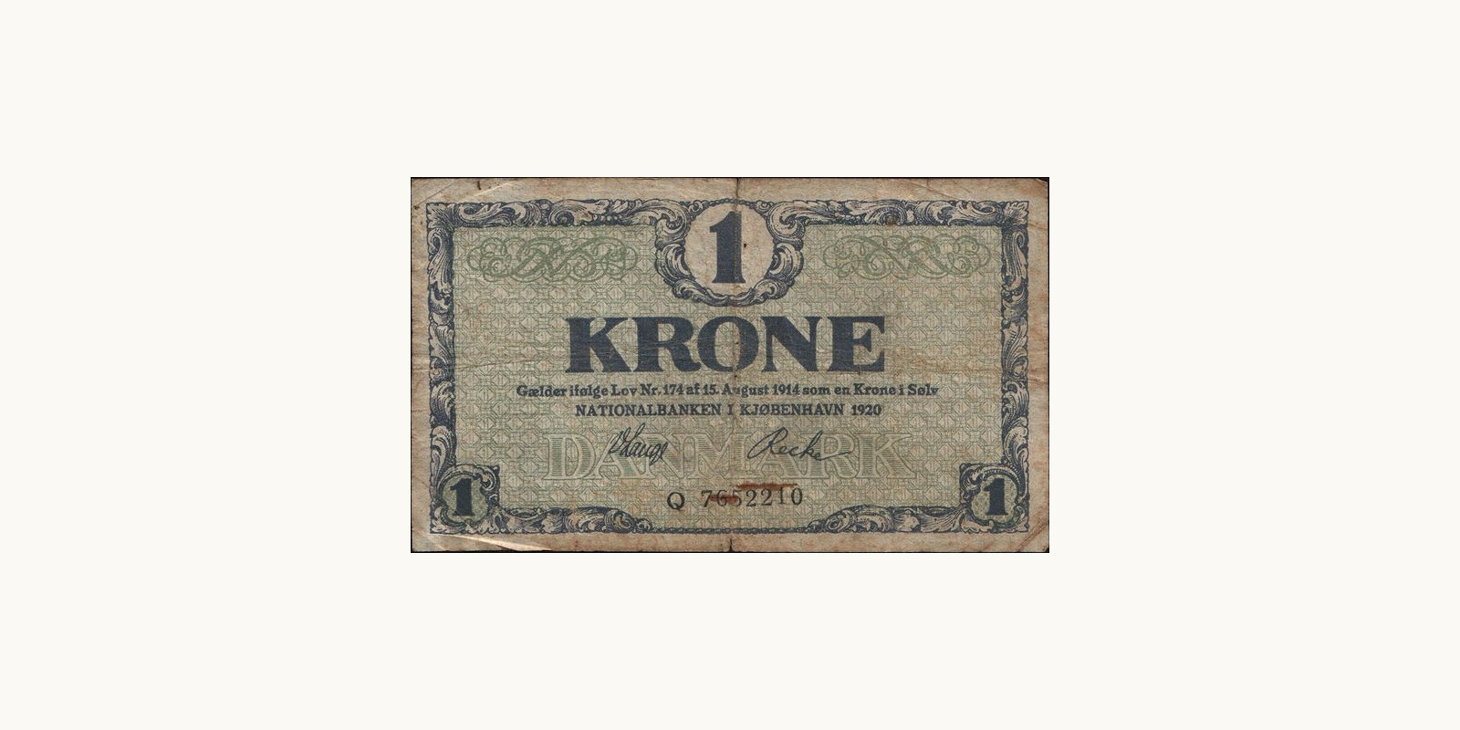 1 krone Denmark 1920 — Front side