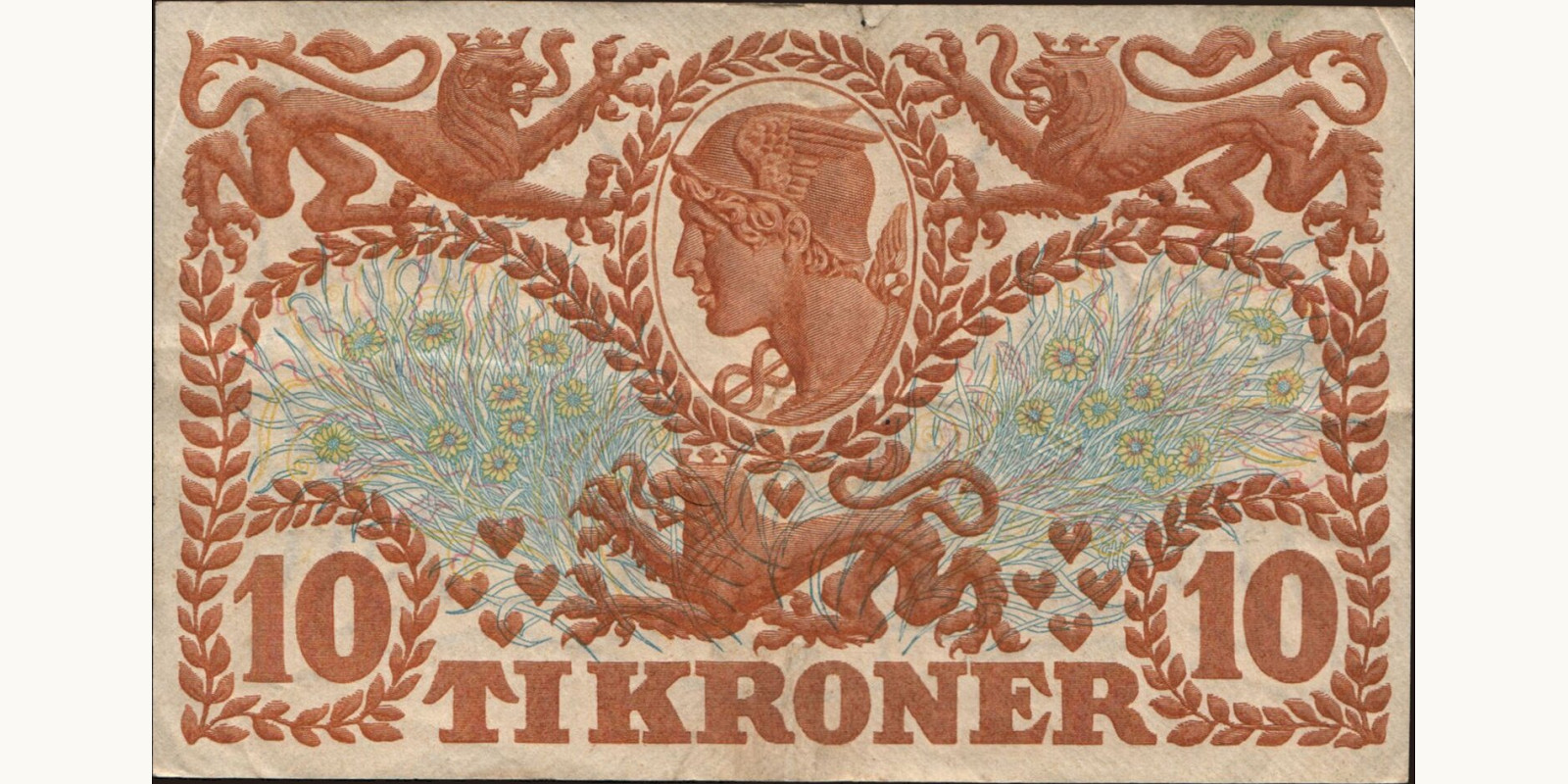 10 krone Denmark 1927 — Back side