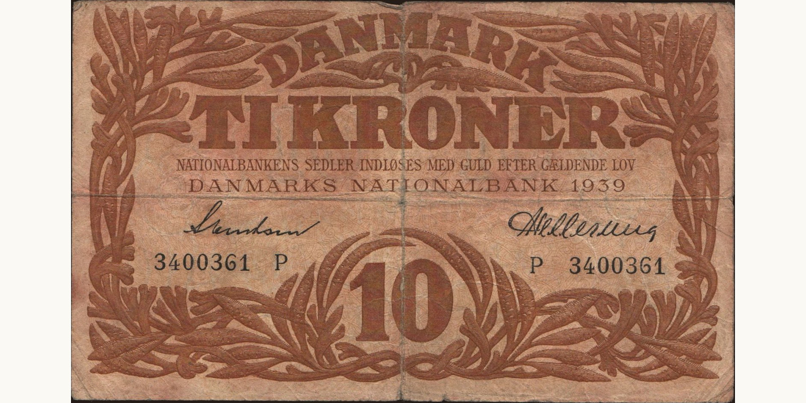 10 krone Denmark 1939 — Front side