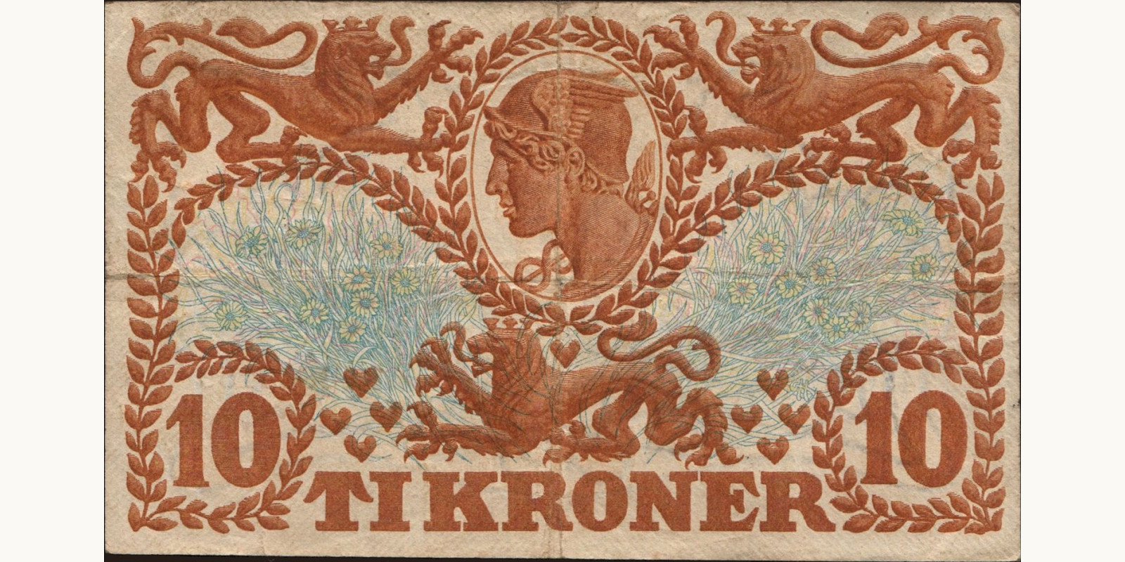10 krone Denmark 1919 — Back side