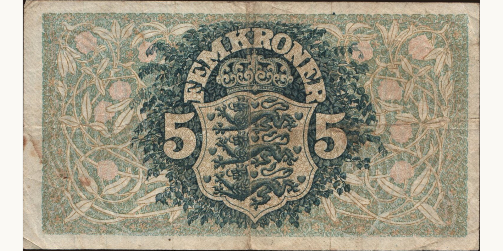 5 krone Denmark 1920 — Back side