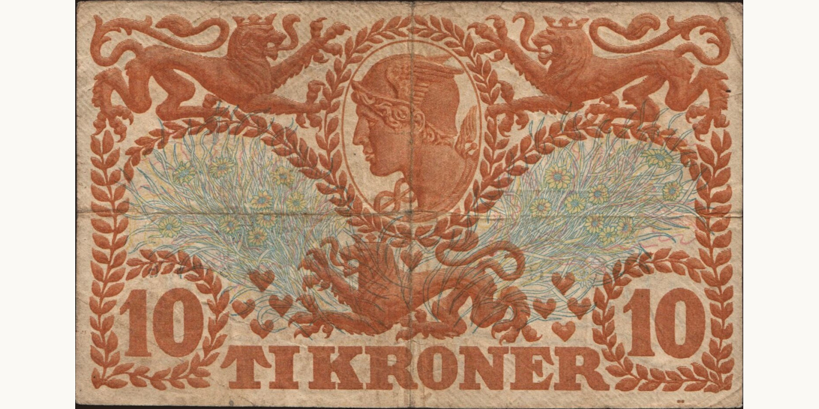 10 krone Denmark 1922 — Back side