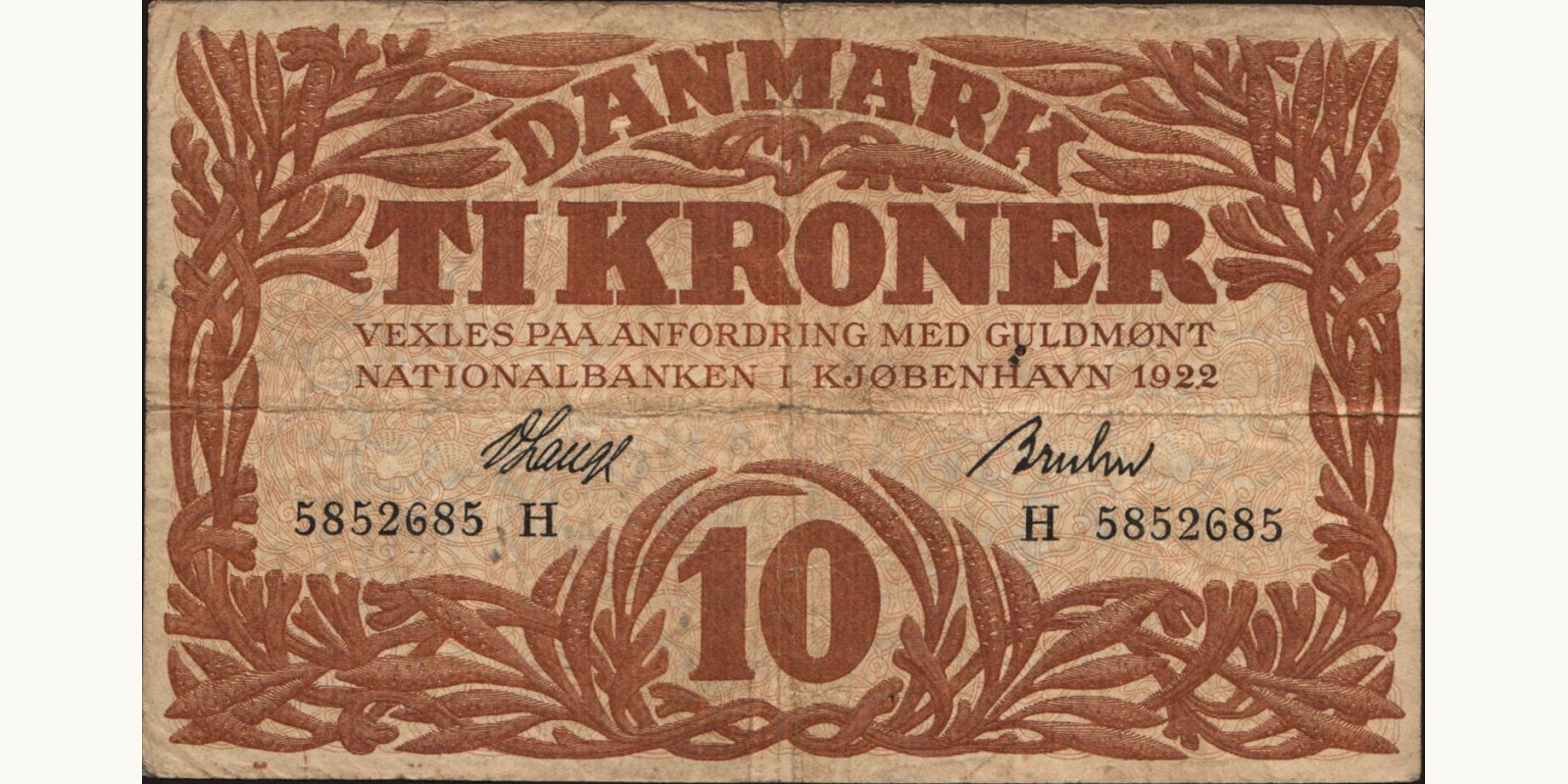 10 krone Denmark 1922 — Front side