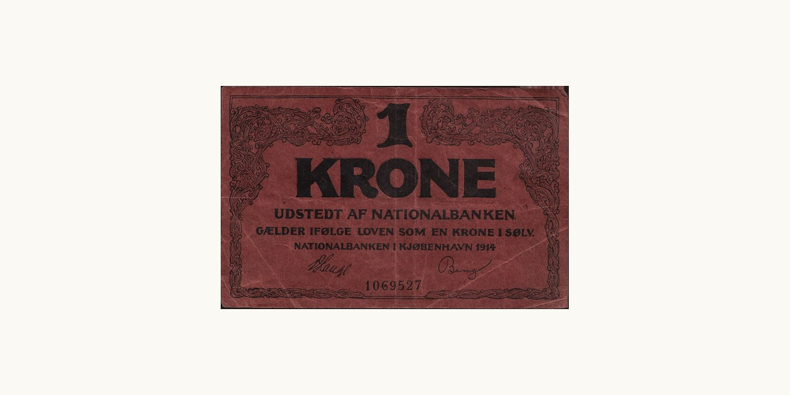 1 krone Denmark 1914 — Front side