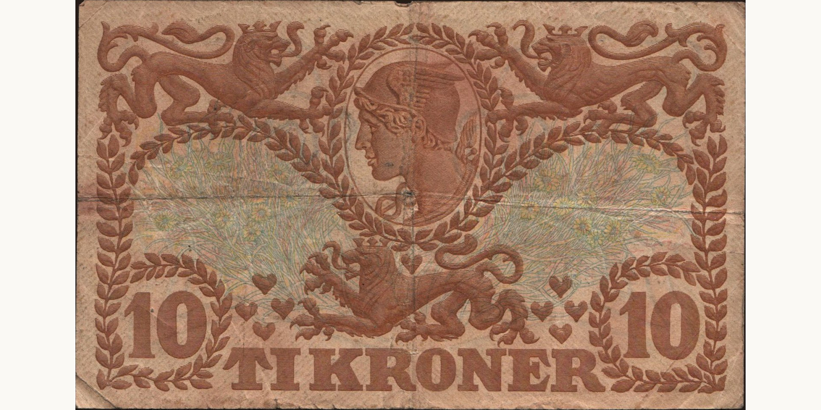 10 krone Denmark 1943 — Back side