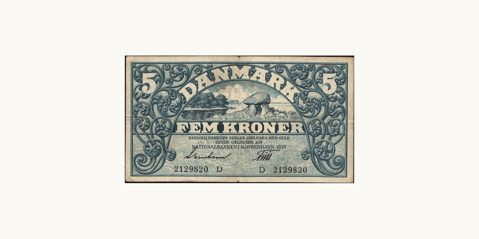 5 krone Denmark 1935 — Front side