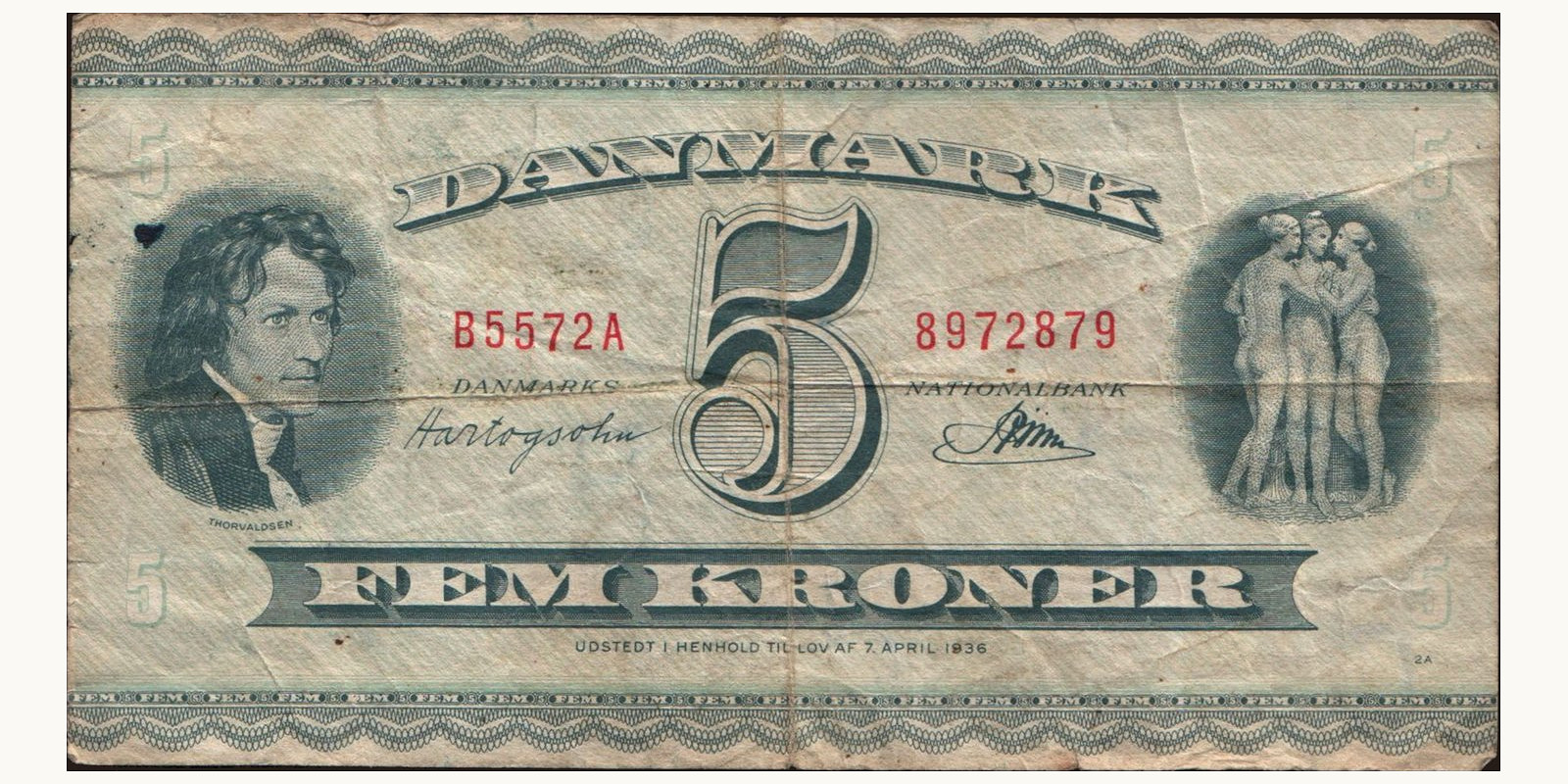 5 krone Дания 1955 — Лицевая сторона