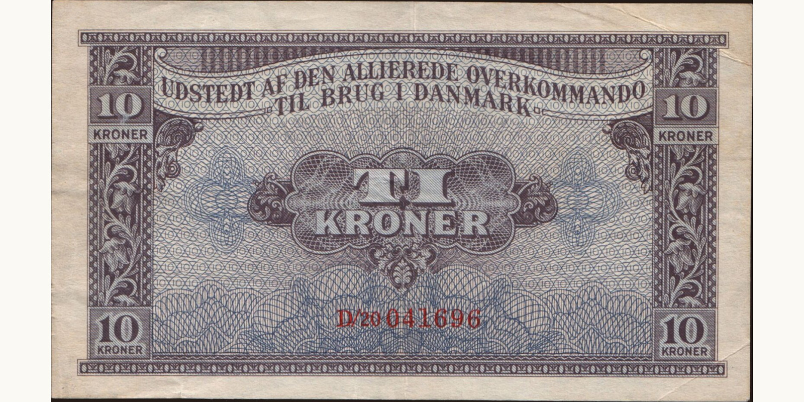 10 krone Denmark 1945 — Front side