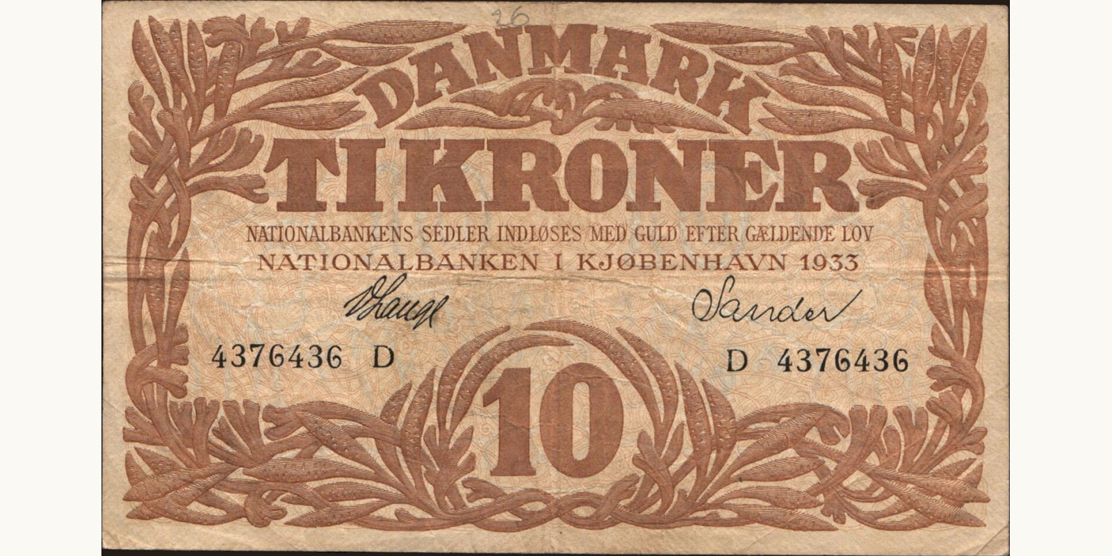 10 krone Denmark 1933 — Front side