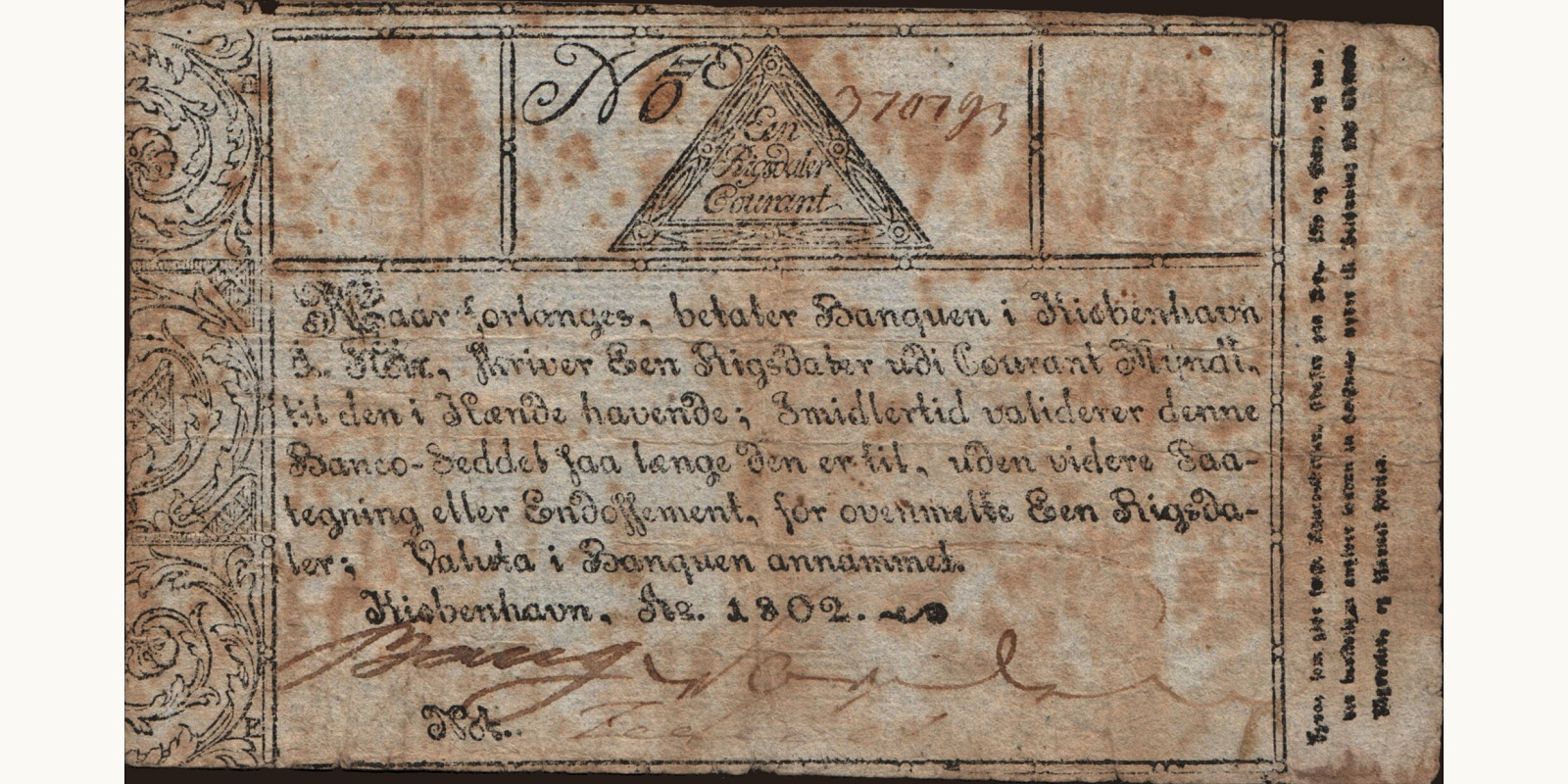 1 rigsdaler Дания 1802 — Лицевая сторона