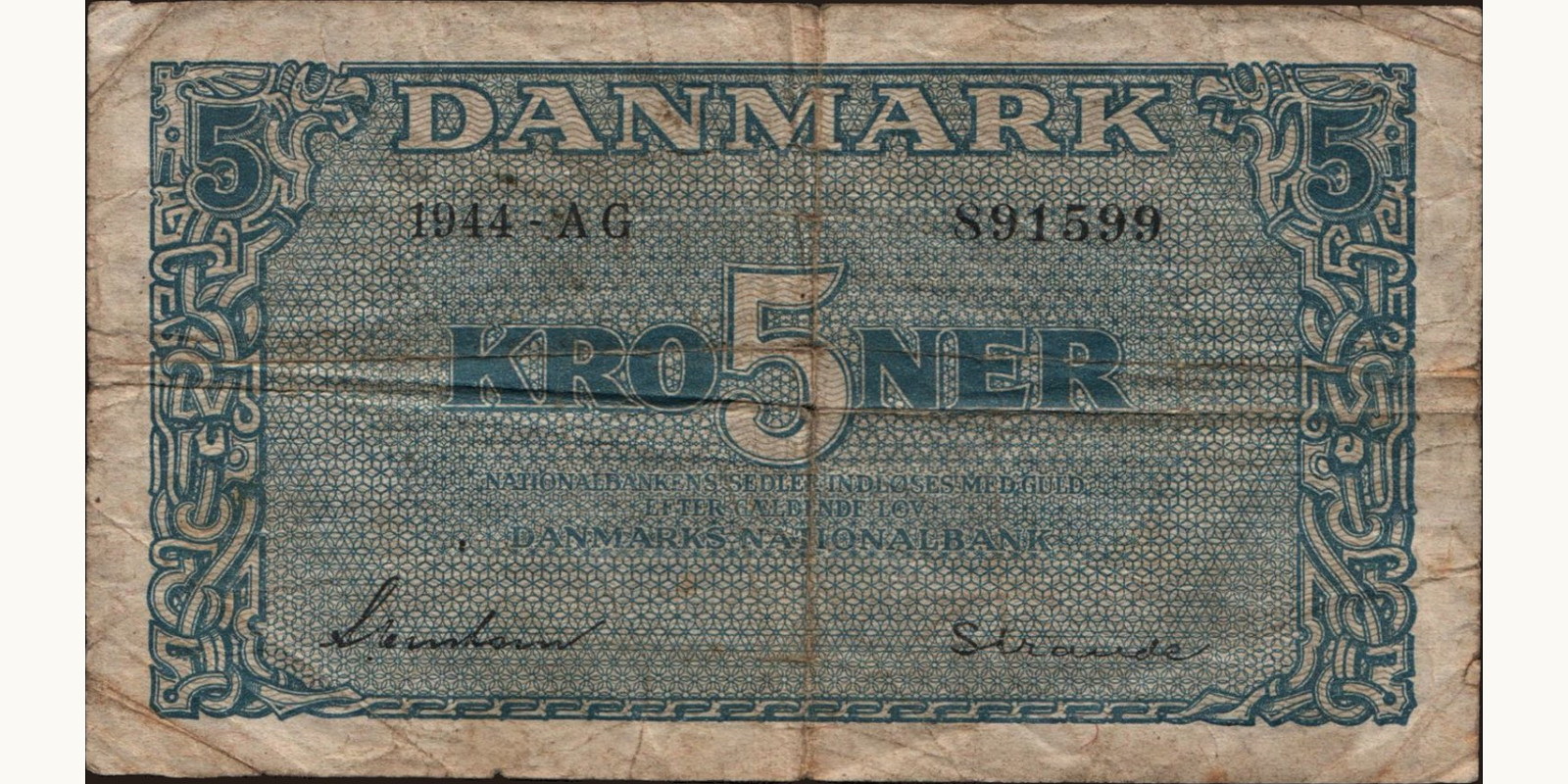 5 krone Denmark 1944 — Front side