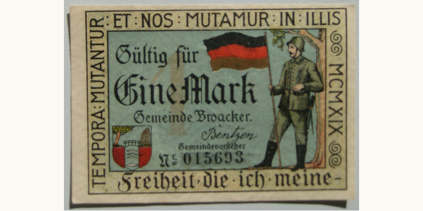 1 kroner Denmark 1919 — Back side